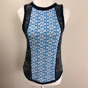 Free People We The Free Too Hot To Handle Tank Top Blue Geometric Paisley Medium thumbnail 2