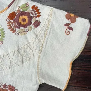 Vintage Handmade Mexican Embroidered Peasant Blouse Cottagecore boho Huipil L XL thumbnail 2