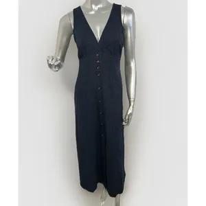 NWT Marine Layer Camila Maxi Dress Navy Blue Size XS Hemp Tencel Stretch thumbnail 6