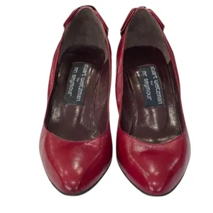 Stuart Weitzman Mr Seymour Burgundy Croc Bow Heels Pumps Womens Size 7 thumbnail 2