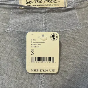We the Free boho top blue moon combo Size‎ Small Henley New Long Sleeve thumbnail 7