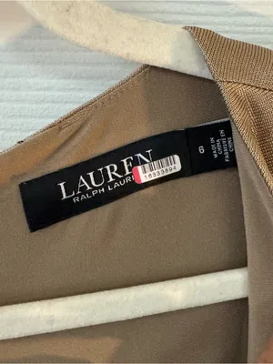 Lauren Ralph Lauren Nadira Metallic Gold Twist Front Gown Dress Size 6 thumbnail 5
