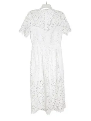 NWT Endless Rose Lace Short Sleeve Midi Dress White Size S thumbnail 7