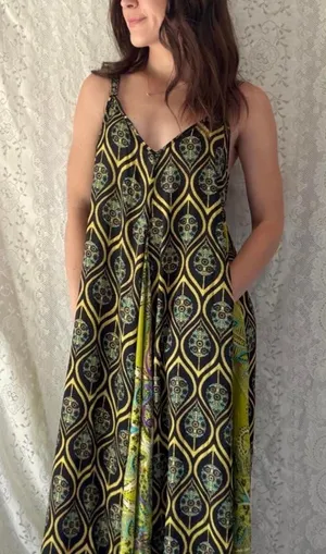 Zenobia Italia Design Boho Paisley Patchwork Maxi Dress Size 1 thumbnail 1