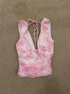 Wild Fable Blush Floral Lace Ruched Tank Top XS thumbnail 3