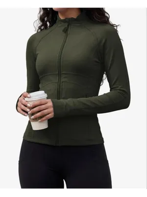 NEW Zip Up Jackets Yoga Gym Top Running Workout Jackets S thumbnail 1