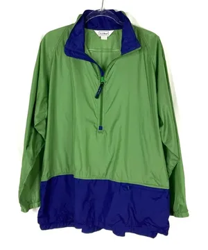 L.L.Bean Vintage Green & Blue Colorblock Windbreaker Jacket Womens X-Large thumbnail 1