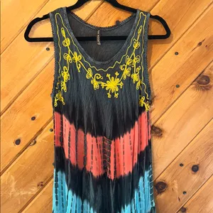 True rock bohemian boho hippie Y2K vintage embroidered tie dye dress thumbnail 2