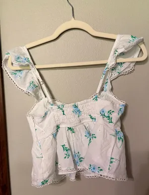 Altar'd State Blue and white floral baby doll top thumbnail 3