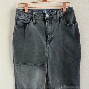 Hollister Ultra High Rise Dad Jeans Black Gray Patch Denim Jeans W26 L31 3R thumbnail 5