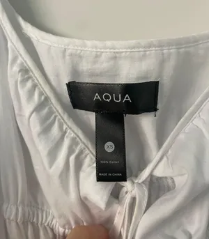 Aqua Ruched High Slit Cotton Dress thumbnail 2