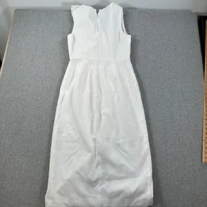 Keepsake the Label Ruffle Neck Midi Dress Women's Large White Crepe Slit Bride thumbnail 10