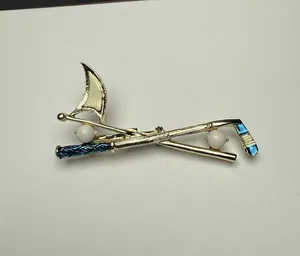 Gerry’s Golfing Golf Putter Ball & Flag Brooch Pin Signed Vintage thumbnail 1