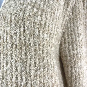 Vintage 80s Adele Joyce Boucle Cardigan Sweater Large Oatmeal Open Front Tan thumbnail 6