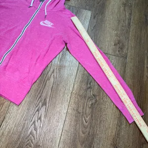 Nike Essential Full Zip Hooded Sweatshirt Jacket Pink organic Cotton Womens S thumbnail 5