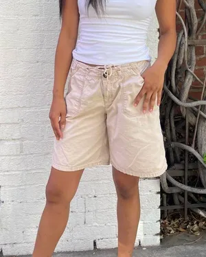 Cream Merona shorts with adjustable drawstring waistband thumbnail 2