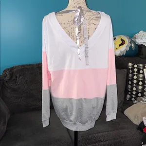 🔹4 for $30 Yidarton Colorblock Oversized Sweatshirt, Large White thumbnail 3
