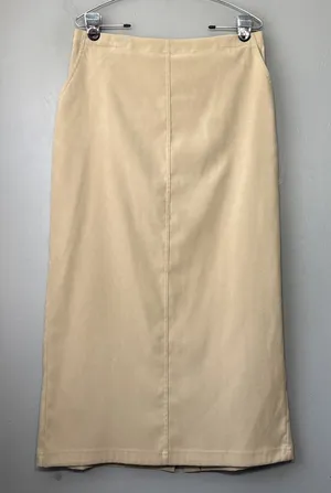David Brooks Skirt Size 12 Neutral Tan Faux Suede Minimalist Modest Straight thumbnail 1