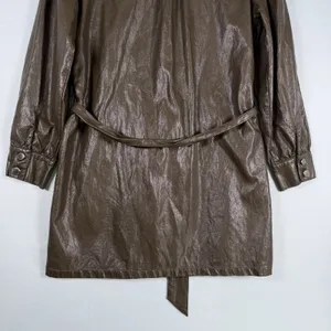 Zara Size-M Womens Mini Dress Green Faux Leather‎ Long Sleeve Belted thumbnail 12