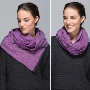 Lululemon Vinyasa Scarf Mini Check‎ Pique Ultra Violet Black Purple Rulu Wrap thumbnail 2