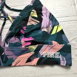 PINK‎ Victoria Secret Bonded Bralette Size Medium Abstract Blue Purple Strappy thumbnail 2