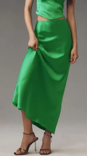 Anthropologie Mare Mare Evie Satin Maxi Skirt Only in Green Size Small thumbnail 1