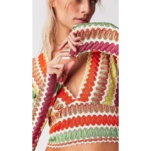 Free People Twist And Shout Crop Top Large Boho Crochet Scallop Festival Hippie thumbnail 2