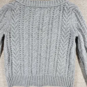 American Eagle Cable Knit Cardigan Sweater XS Gray Crop Button Front Soft Cozy thumbnail 10