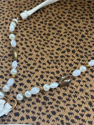 White Pearl Beaded Bikini Halter Top thumbnail 3