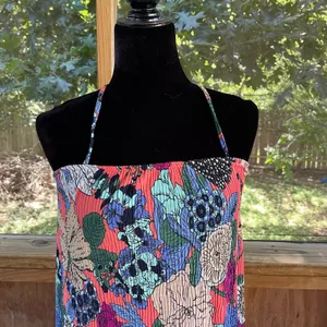 Anthropologie Women's Deva Plisse Colorful Midi Slip Dress Size XSP thumbnail 6