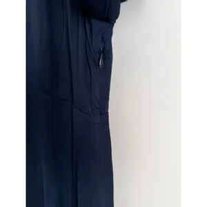 NWT Quince Silk Dress Women Size S Navy Blue V-Neck Puff Sleeve Washable Silk thumbnail 4