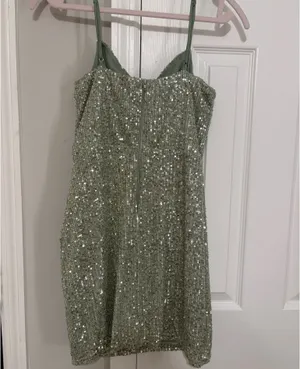 Windsor Sequin Mini Dress Sage thumbnail 3