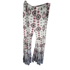 Marigold Kiss Women’s Flare Pants L Geometric Print White Pink Black Gray thumbnail 3