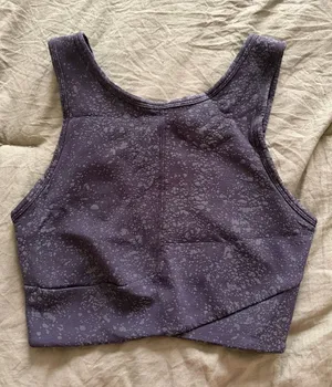 Lululemon Black Energetic Edge Speckled Crop Tank Top Size 2 thumbnail 1