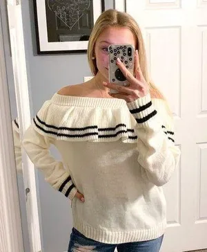 white off the shoulder ruffle sweater Size M thumbnail 1