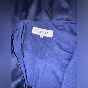 NWOT ELLIATT Camo Asymmetric Satin Cocktail halter mini Dress Blue navy sz M thumbnail 5