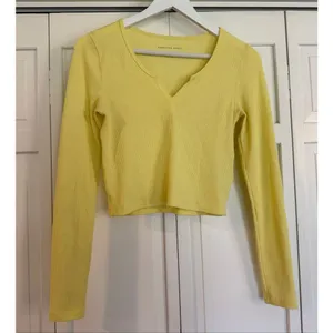 American Eagle butter yellow waffles cropped Henley top small thumbnail 6