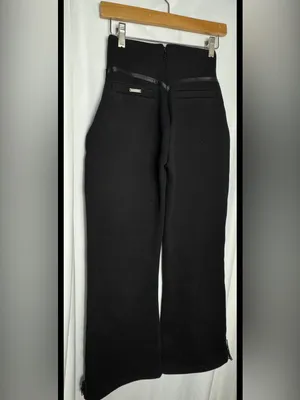 Maniere De Voir Sweatpants Womens Black Relaxed Fleece Zip Waist Drawcord Hem 4 thumbnail 4