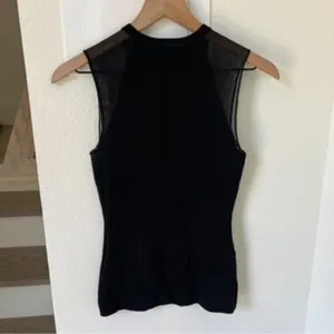 REISS Lila Sleeveless Zip Neck Top in Black thumbnail 4
