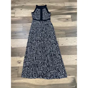White House Black Market Chiffon Maxi Dress Size 4 Black White thumbnail 3