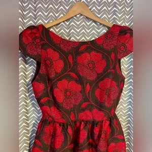 Alice & Olivia | "Nelly Puffed" Dress in Metallic Red, Size 0 thumbnail 5