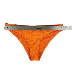 Hollister Bright Orange Terry Cloth Hibiscus‎ Print Bikini Bottoms Size Medium thumbnail 3