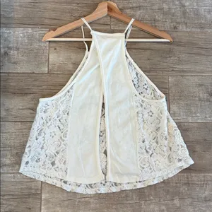 Free People Cream Lace Boho Festival Open Back Top thumbnail 3