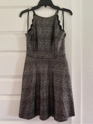 I.N. San Francisco Black and Gold Metallic Scalloped Halter Mini Dress thumbnail 2