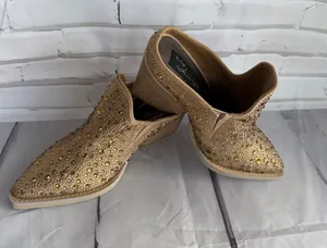 Vintage Havana Dante Gold Rhinestone Pointed Toe Low Heel Mule - NWOB thumbnail 1