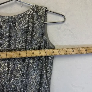 Dress‎ the Population Silver Sequin Mini Dress Womens XS Low V-Back Made in USA thumbnail 3