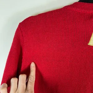 All Points Red Christmas Cardigan Sweater‎ Gold Bells Beaded Snowflakes Large thumbnail 9