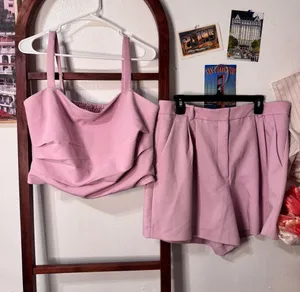 Abercrombie Pink Set Ruffled Tank Top and Trousers Dress Shorts thumbnail 1