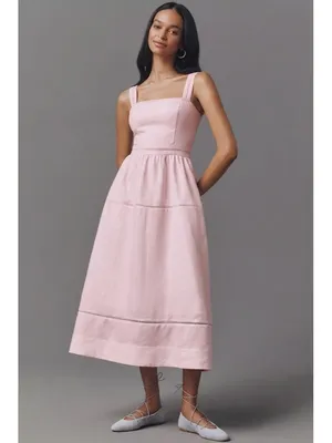 NWT Reformation Everett in Cherry Blossom Linen Sleeveless Tank Midi Dress 6 thumbnail 2