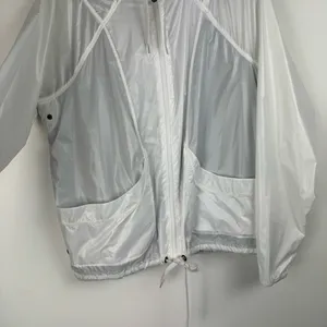 Athleta White Lined Windbreaker Jacket Sz 1X Full Zip Athletic Pockets Hooded thumbnail 8